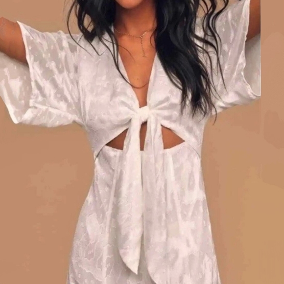 🏷️Hutch X Anthropology Luciana White Jacquard Twist Knot Maxi Dress Size 8 - Picture 2 of 13